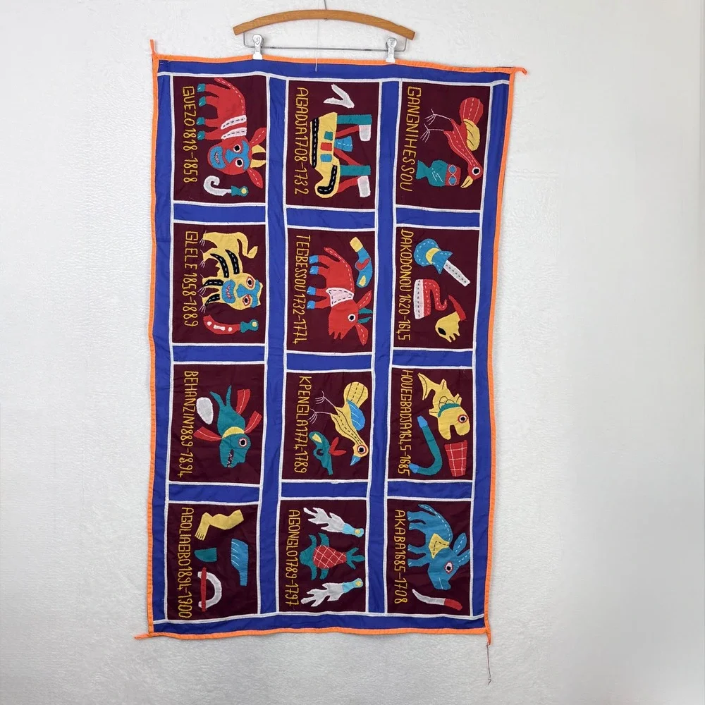Vintage West African Dahomey Fon Applique Tapestry Kings of‎ Benin Wall Hanging